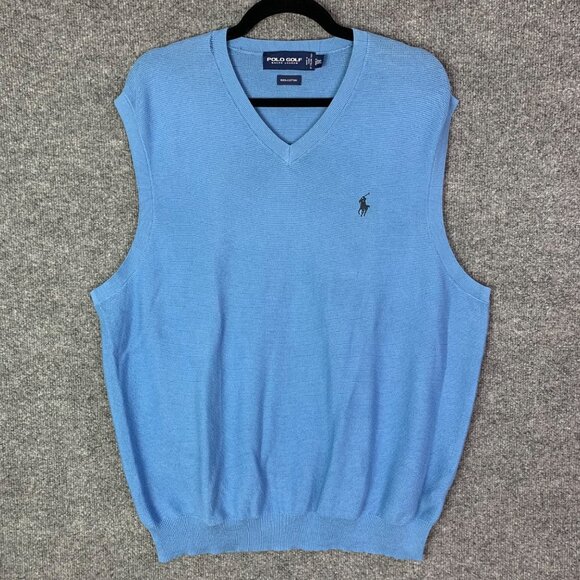 polo golf Other - Vintage Polo Golf Ralph‎ Lauren Sweater Vest Men's Sz XL Blue 100% Cotton Cable